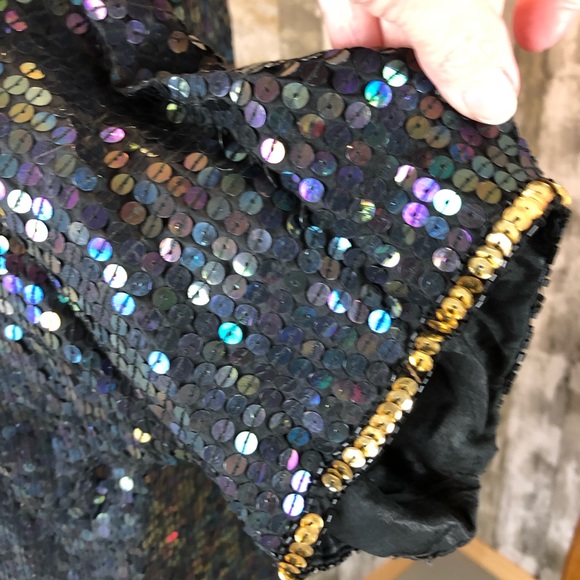 Vintage sequin blouse Elegance Anujan Silk and sequins Medium - Picture 7 of 11